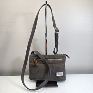 Travelon Heritage Anti Theft Crossbody Bag Small RFID Pewter Gray Canvas Travel
